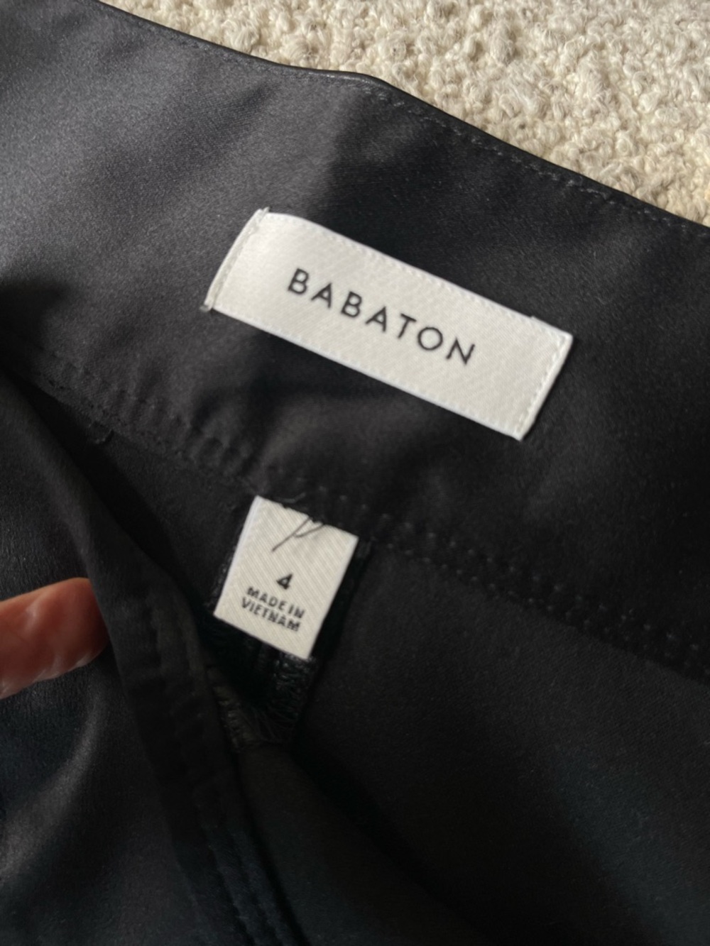 Babaton Vegan Leather Pencil Skirt Black Minimalist Slit Quiet Luxury Capsule - Picture 4 of 5